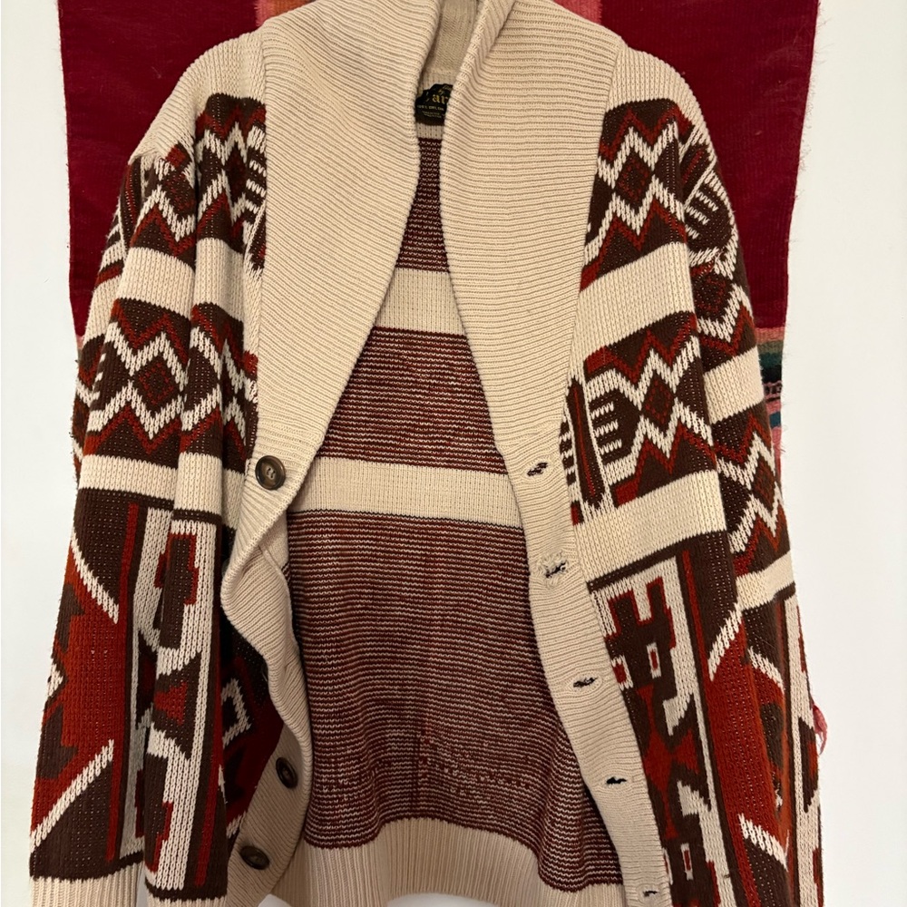 American Vintage Cream and Brown Patterned Sweater